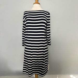 Gap Navy Blue White Striped 3/4 Sleeve Comfy Dress Size XL